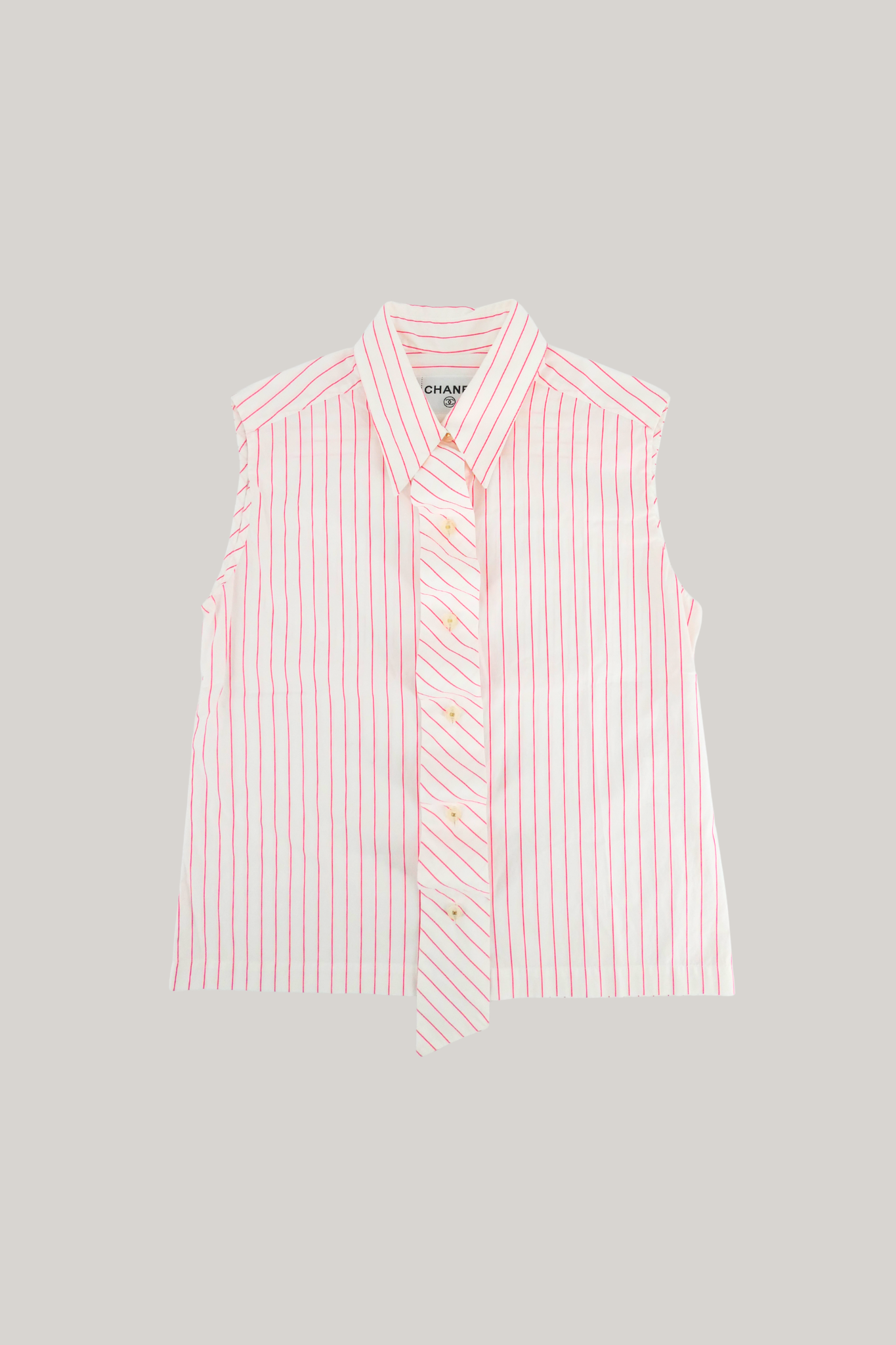 2002 Chanel Pink & White Stripes Blouse