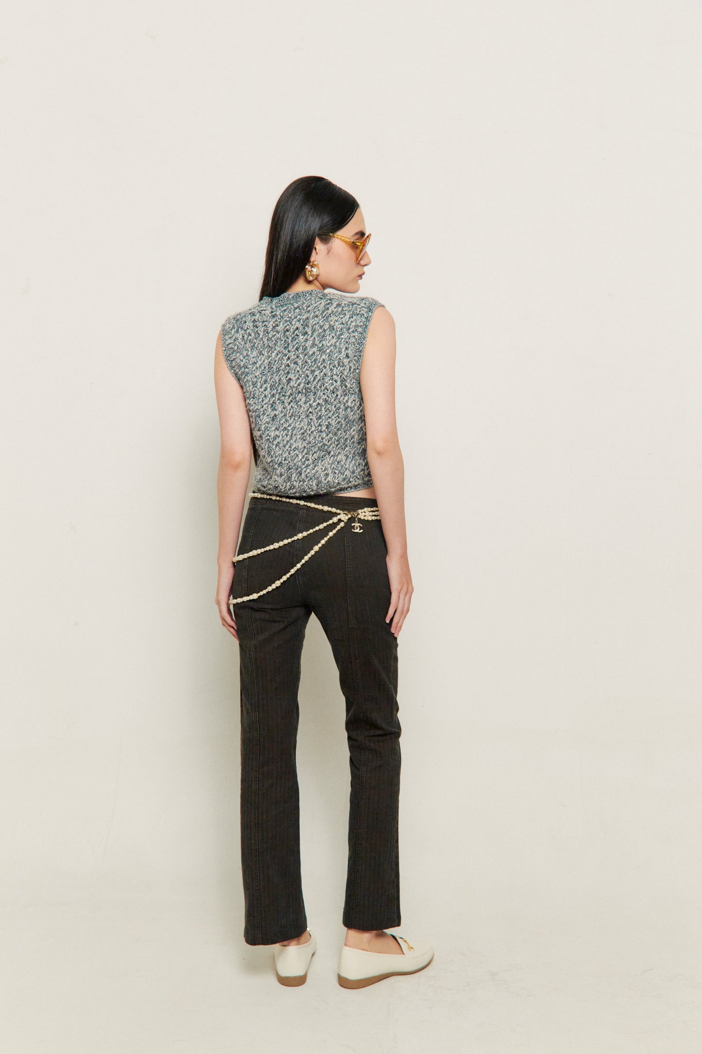 2005 Chanel Grey Marled Knit Vest