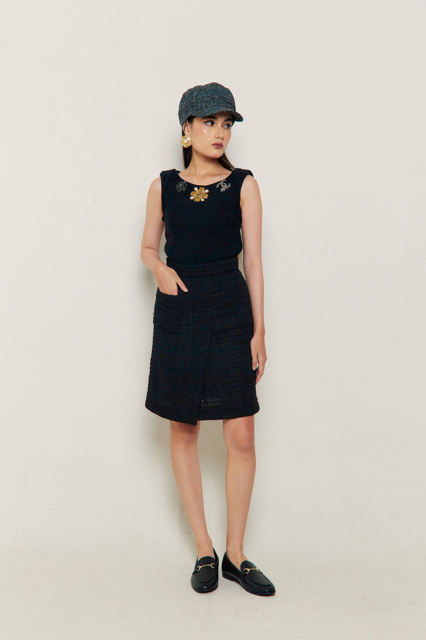 Chanel Black Tweed Skirt