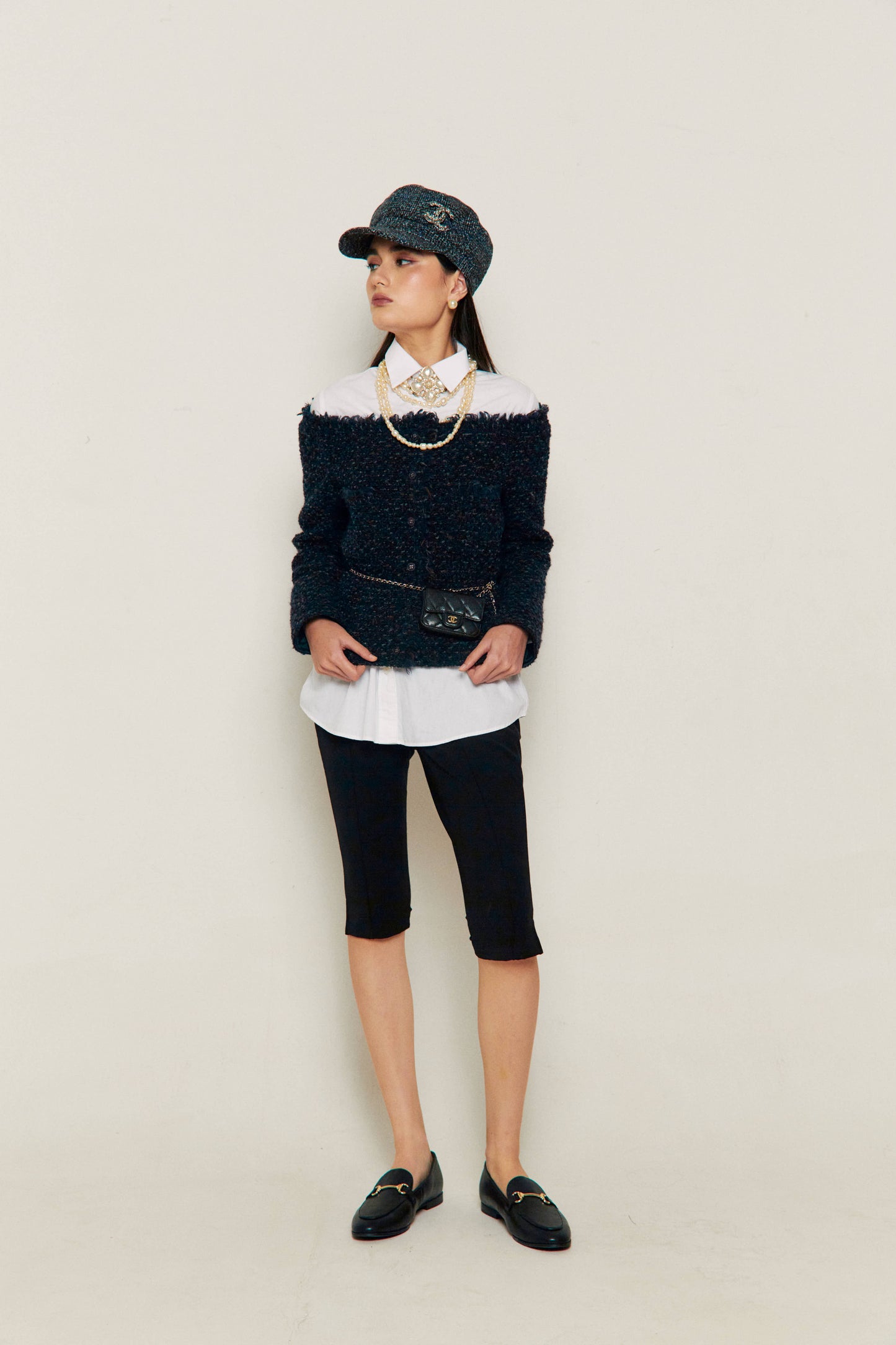 2002 Chanel Off-Shoulder Tweed Top