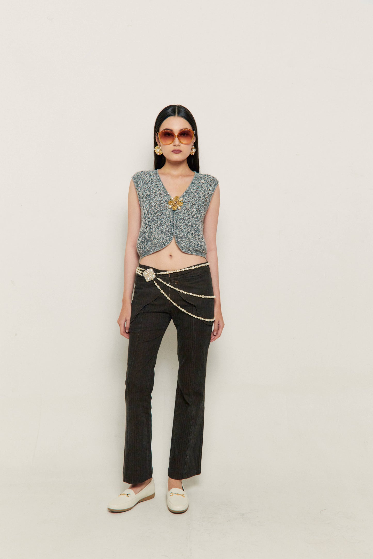 2005 Chanel Grey Marled Knit Vest
