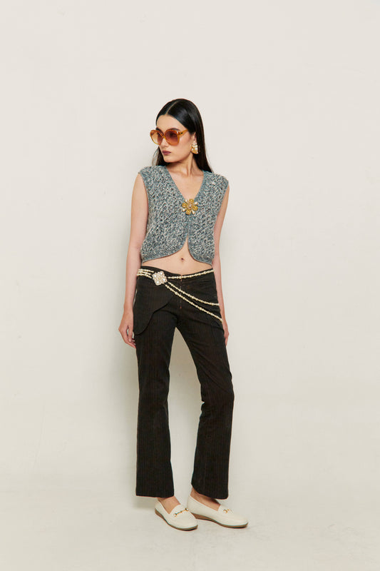2005 Chanel Grey Marled Knit Vest