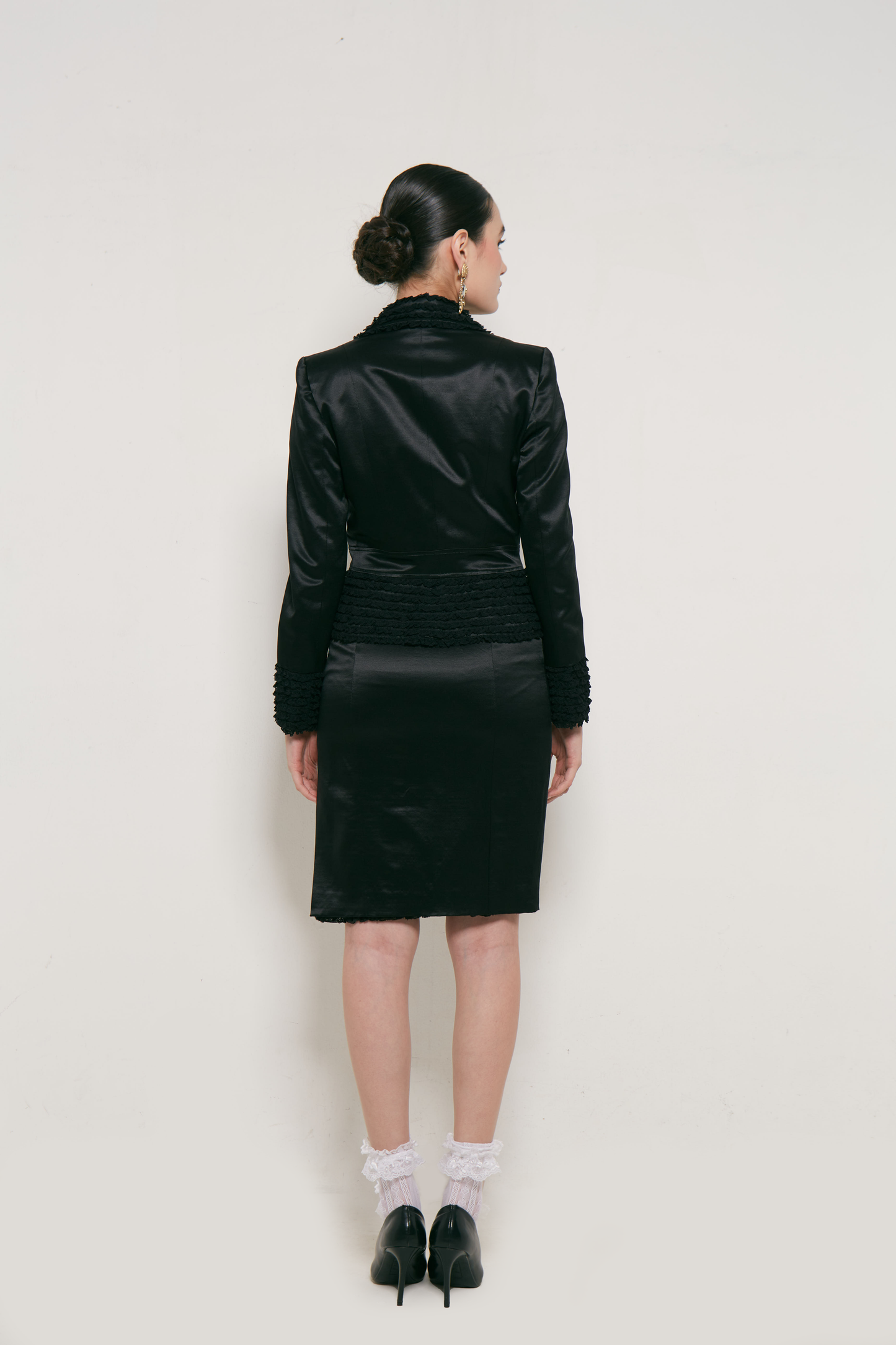 2001 John Galliano Satin Set with Ruffle Trim