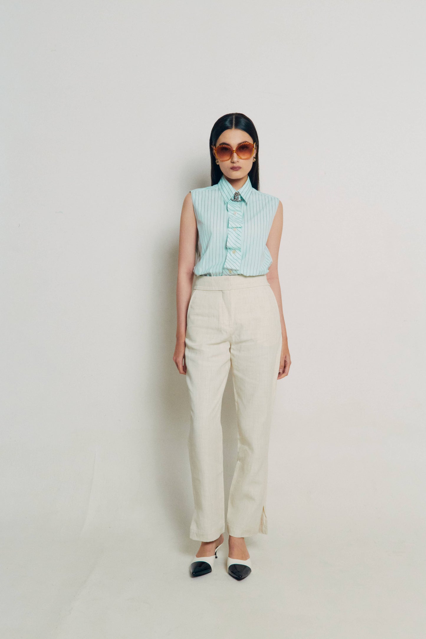 2002 Chanel Mint Ruffle Top