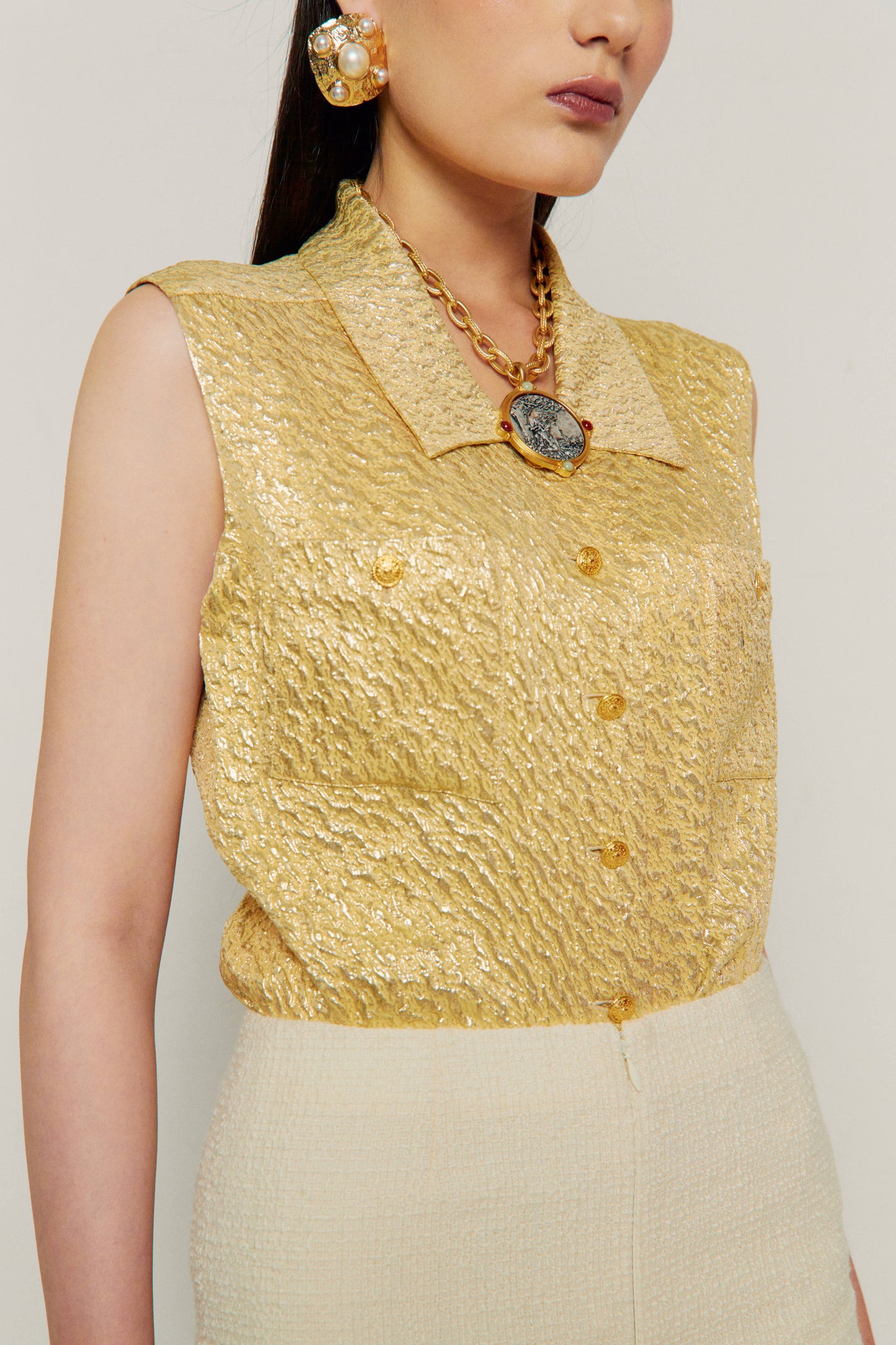 1996 Vintage Chanel Gold Top