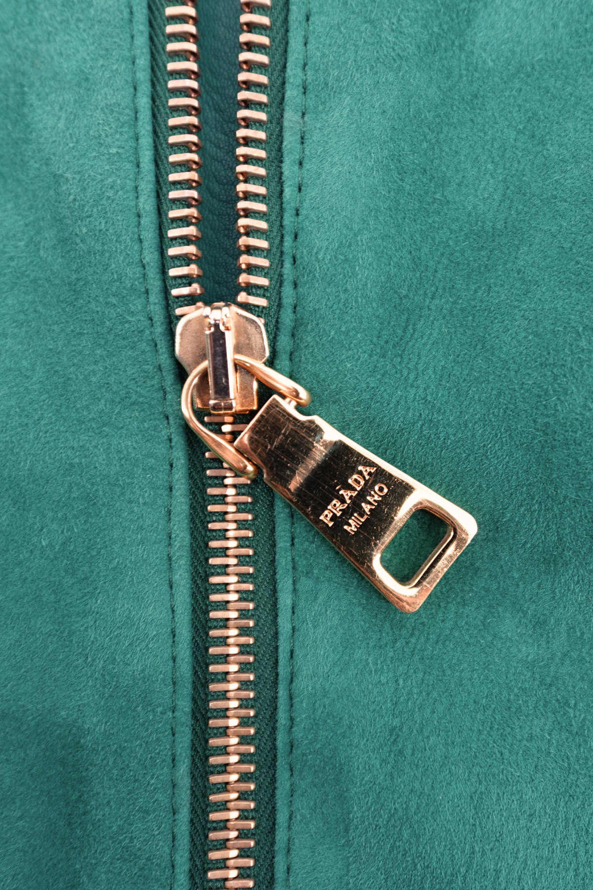 Prada Emerald Suede Bomber Jacket (42)