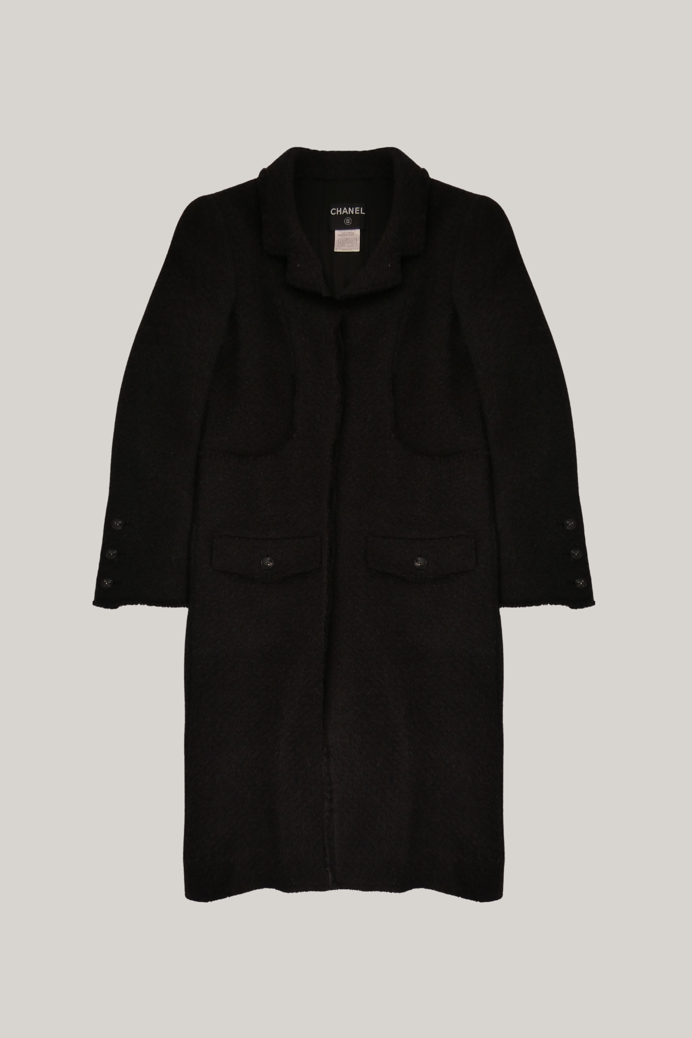 Autumn Chanel 2004 Black Wool Long-Line Coat (FR 40)