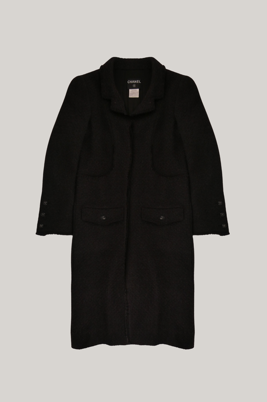 Autumn Chanel 2004 Black Wool Long-Line Coat (FR 40)