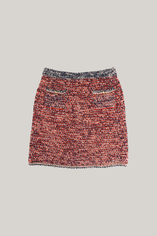 2000 Chanel Red Crochet Knit Mini Skirt (FR 36)