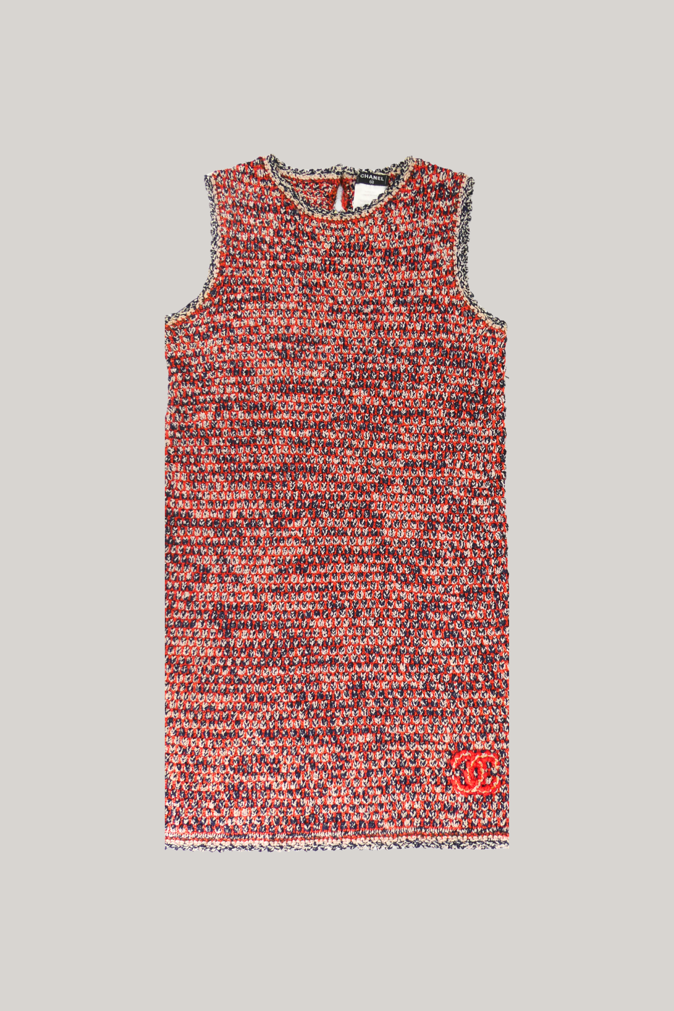 2000 Chanel Red Crochet Knit Dress (FR 36)