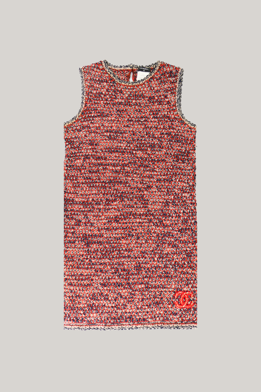 2000 Chanel Red Crochet Knit Dress (FR 36)