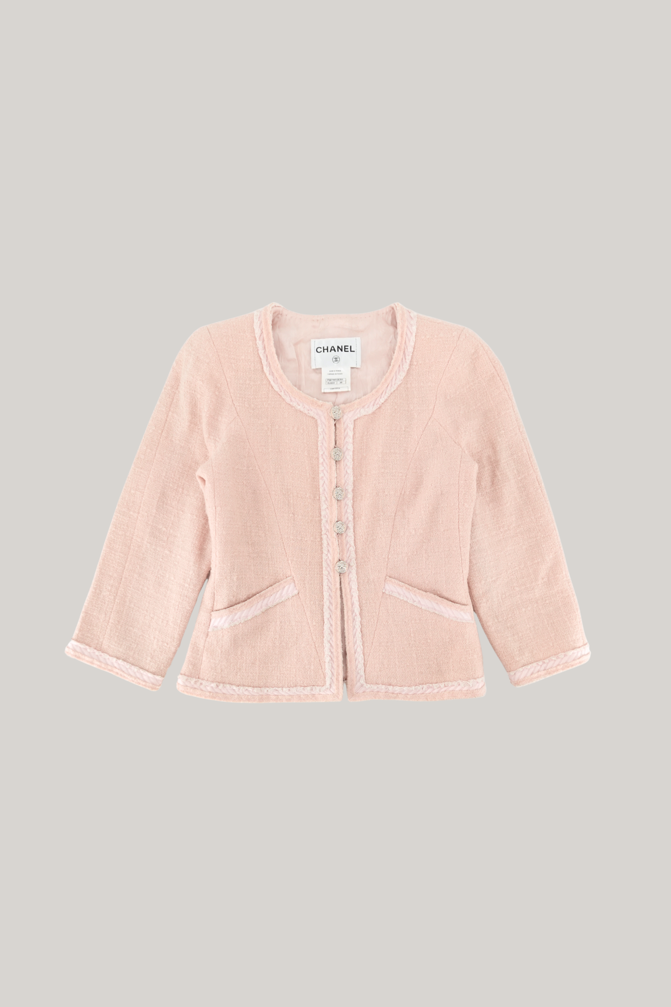 Chanel Light Peach Bouclé Tweed Jacket