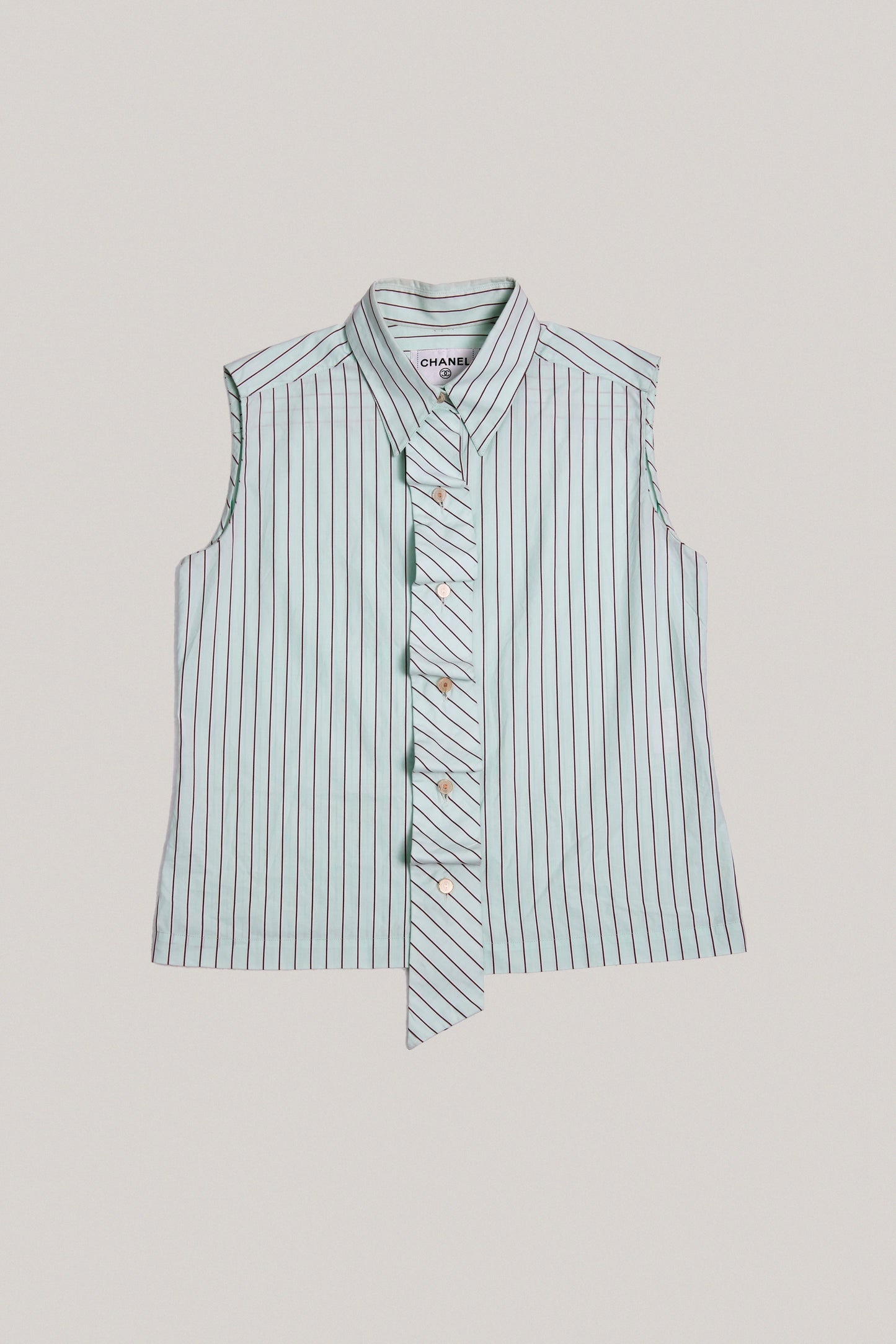 2002 Chanel Mint Ruffle Top