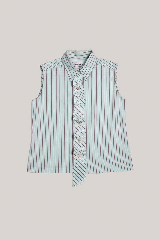 2002 Chanel Mint Ruffle Top