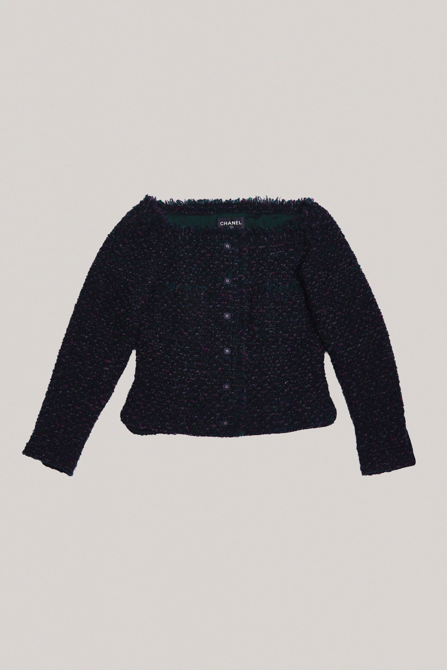 2002 Chanel Off-Shoulder Tweed Top