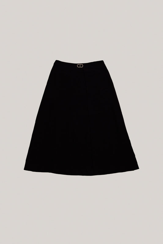 Hermès Black “Chaîne d’Ancre” Pleated Midi Skirt