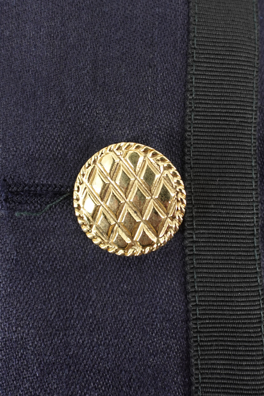Chanel Boutique Navy Button-Front Dress with Gold CC Logo Buttons  (FR 44)
