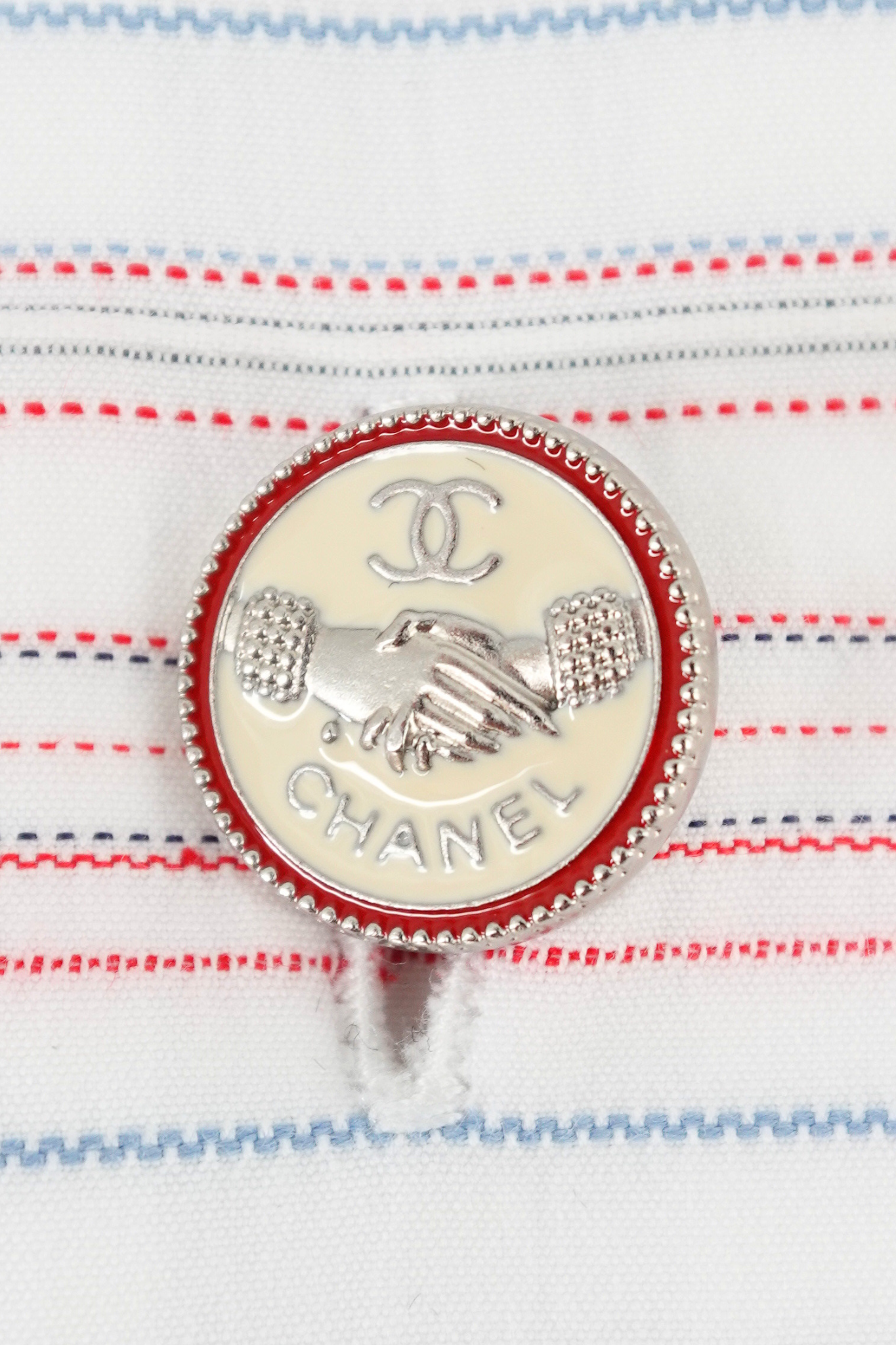 2008 Spring Chanel White Stripes Blouse (FR 36)