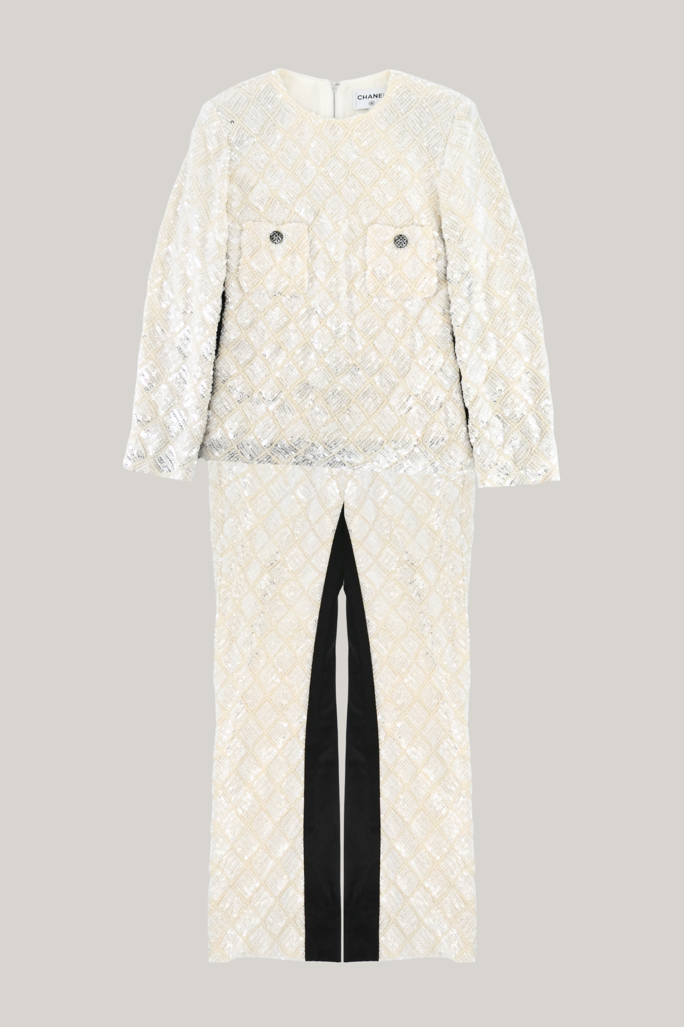 Chanel Ecru Sequin Embellished Set (FR 38)