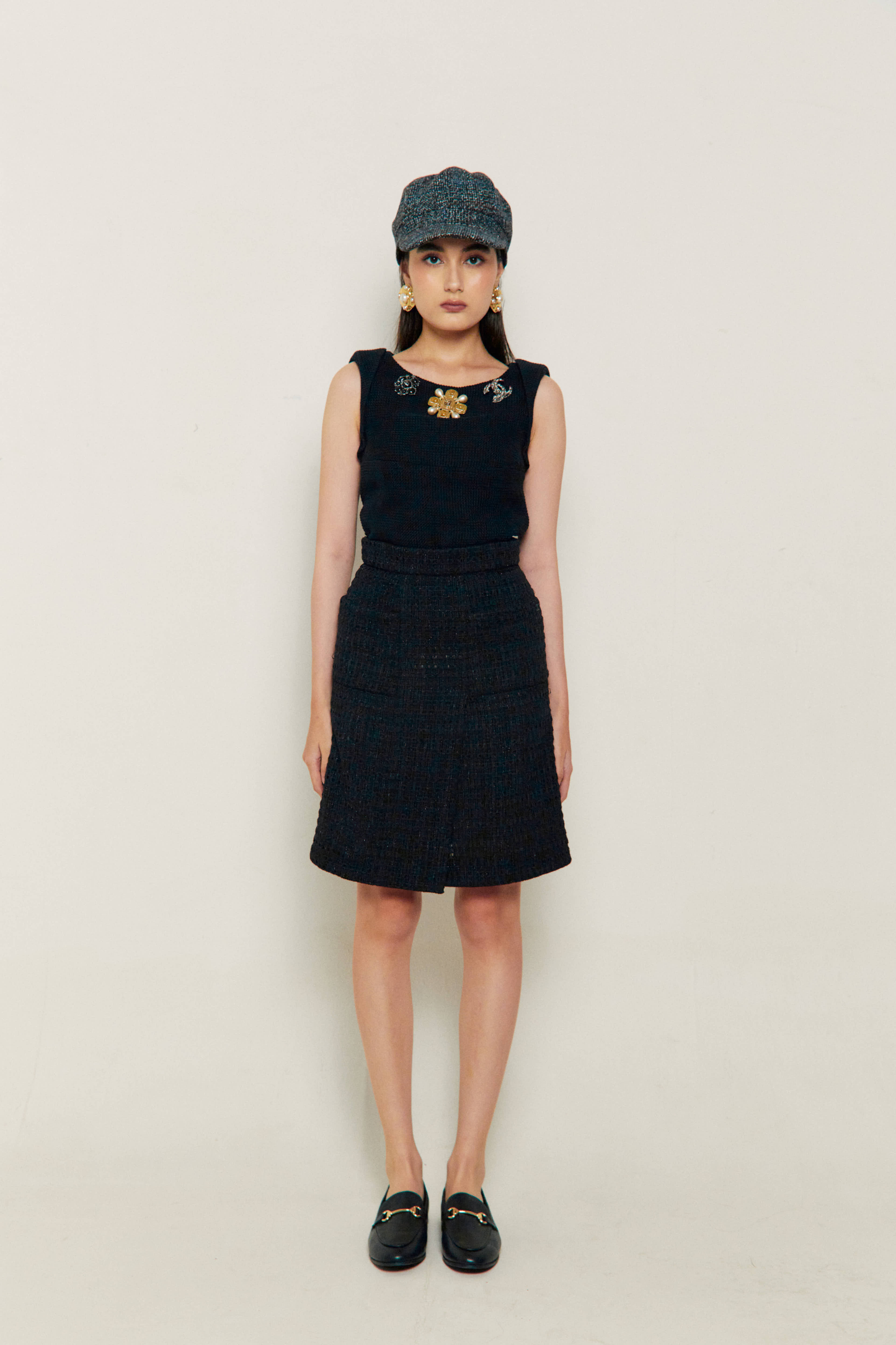 Chanel Black Tweed Sleeveless Top