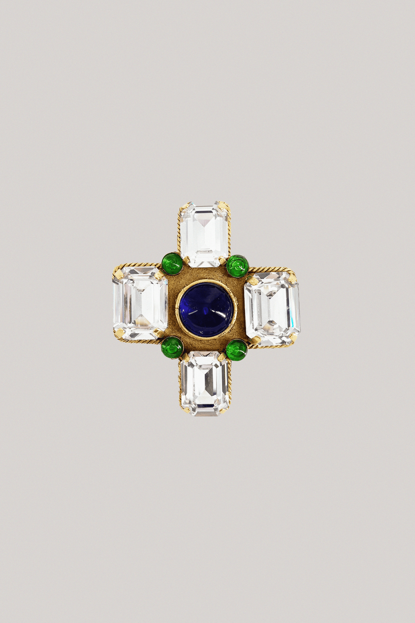 80s Vintage Chanel Blue and Green Brooch