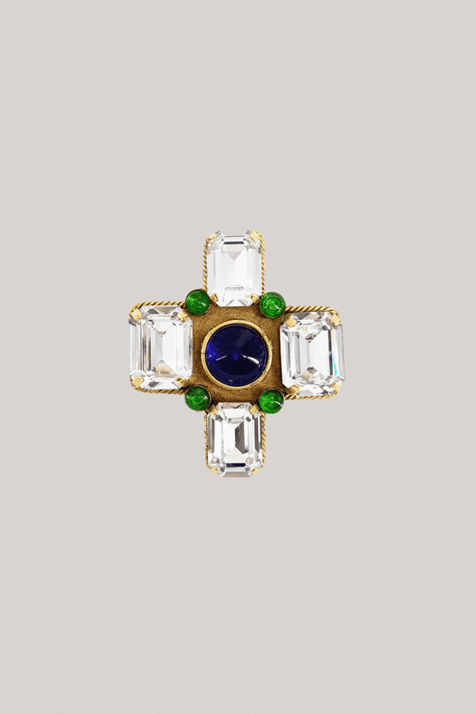80s Vintage Chanel Blue and Green Brooch